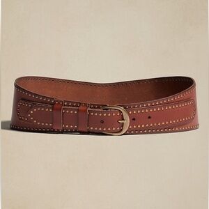 BANANA REPUBLIC VALLE STUDDED LEATHER BELT IN COGNAC SIZE EXTRA SMALL